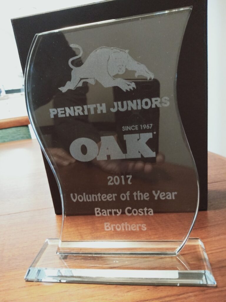 Barry Costa Volunteer of the Year 2017